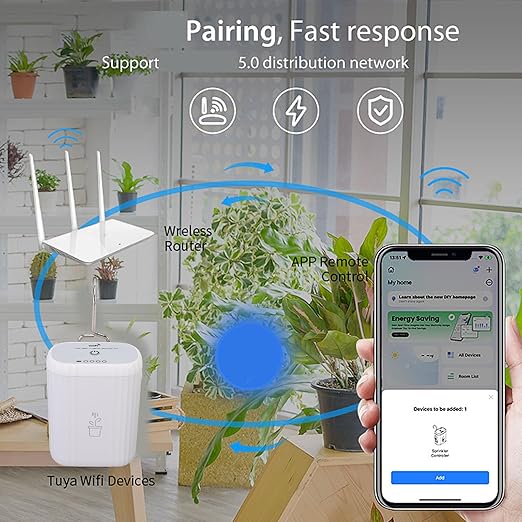 Naroote Smart Plant Watering Timer Automatic Plant Waterer WiFi APP Control Self Watering System with Adjustable Drip Heads for Indoor Outdoor Garden Lawn