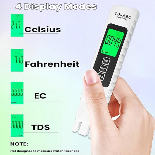 Water Quality Tester,Reliable and Accurate,3 in 1 TDS Meter,0-9990 PPM Meter,EC & Temperature Meter, Portable Water Tester for Digital Water Tester,Professional Testing for Drinking Water