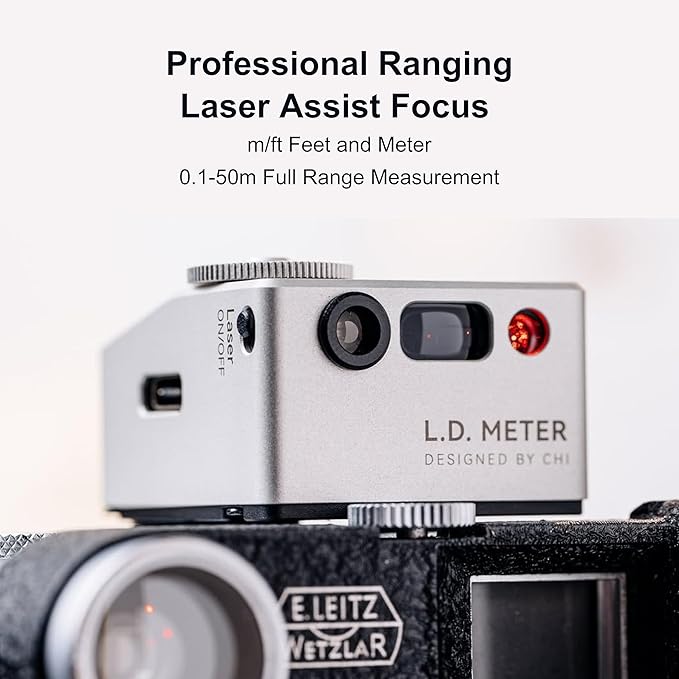 CHI L.D. Light Meter Lite - Precise Lighting and Laser Distance Measure for Leica and Vintage Camera Film Photography (Black)