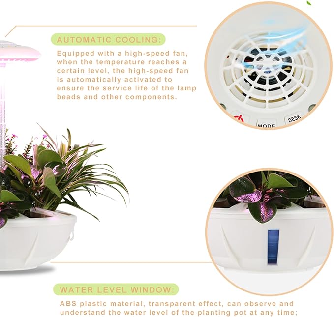 Hydroponics Growing System with LED Grow Light Smart Herb Plants Germination Kit Height Up to 19.7" Indoor Garden Garden Kit Automatic Timer for Kitchen Office Home