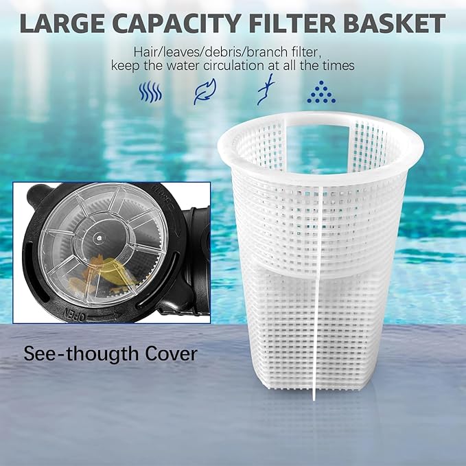 1.5 HP Swimming Pool Pump for Inground and Above Ground Pools, 110V/220V Dual Voltage Self Priming Pump, 1100W 60HZ High Flow Motor with Strainer Filter Basket & Drain Plug, Silent Operation