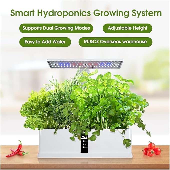 Hydroponics Growing System,Garden Hydroponics Growing System Indoor Garden Kit Automatic Timing LED Grow Lights Smart Water Pump for Home Flower Pots GYL24824