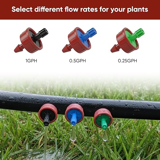 1 GPH Pressure Compensating Drippers for Garden System: Self-Cleaning Constant Flow Drippers for 1/4 Inch Drip Irrigation Tubing - Drip Irrigation Emitters for Drip Irrigation System Users (60pcs)