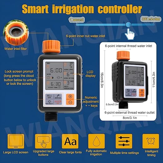Automatic Drip Irrigation System, Nozzle Drip Irrigation Garden Watering, Greenhouse Drip Irrigation Kit, 360° Adjustable Misting Nozzle, Smart Timer 1Sec - 300 Min, Easy Installation 30m