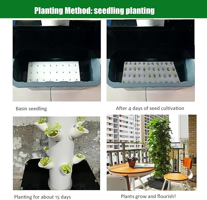 Indoor Hydroponic Tower Garden Kit, 30-Plant Vertical Growing System with Pump, Smart Germination for Herbs, Fruits & Veggies - 25 Holes, White White 15 Holes