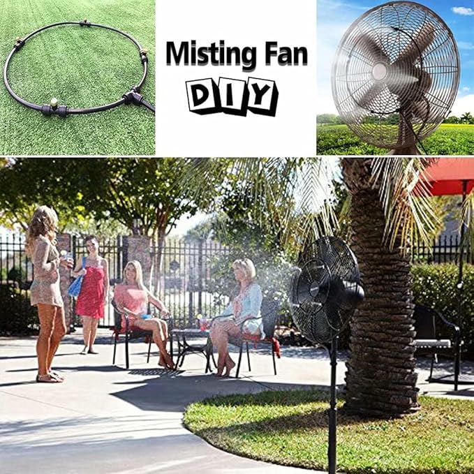 LANDGARDEN Outdoor Misting Cooling System, 100FT Mister Line+26 Brass Misting Nozzles,DIY Easy-Assemble.Water Mist Kit for Garden Porch Greenhouse Umbrella Canopy Fan