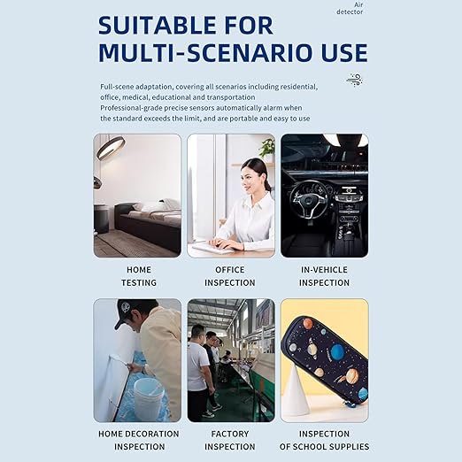 5 in 1 WiFi Air Quality Monitor, Portable Air Quality Tester, Smart Sensor with APP Remote Control & Color Screen, Ideal for CO2, HCHO, TVOC, Temperature & Humidity