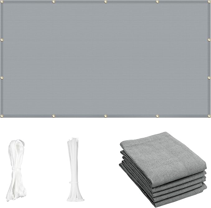 Cool Area Sun Shade Cloth with Grommets 5×11 FT Shade Panel Shade Tarp Screen Fabic for Outdoor Patio Pergola Cover Deck Garden, Silver Grey (Customized)