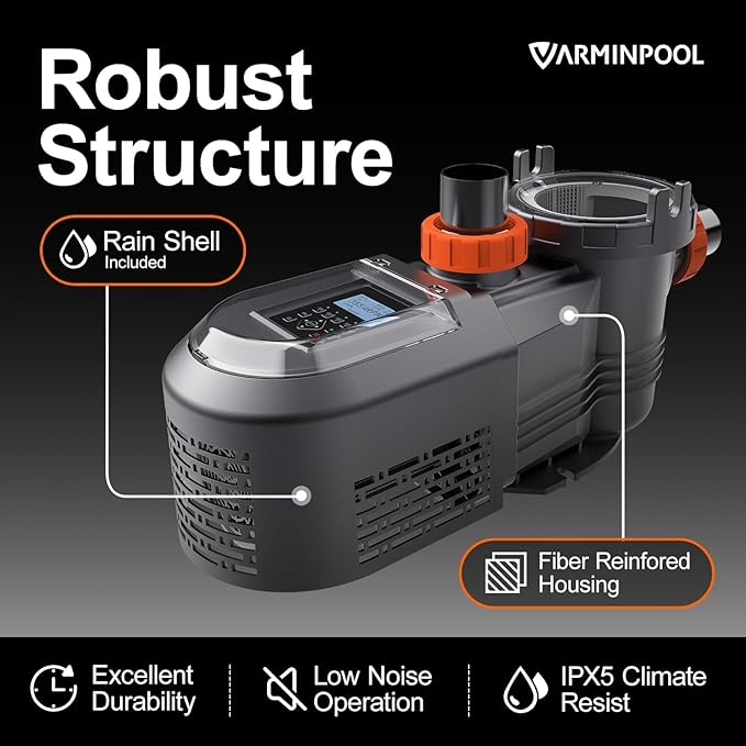 1.8 HP Variable Speed Pool Pump for Above & Inground Pools, Up to 9114 GPH, 220V Inverter Pool Pump with Permanent Magnet Motor, Energy Efficient, Saltwater Compatible