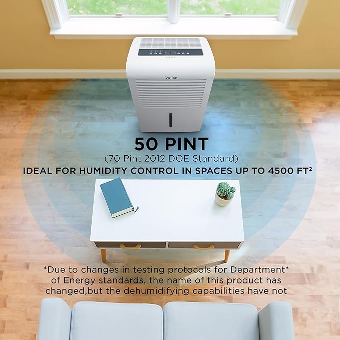 Ivation 4,500 Sq Ft Dehumidifier with Pump, Large Capacity Compressor Includes Programmable Humidity, Hose Connector, Auto Shutoff and Restart and Washable Filter (4,500 Sq Ft W/Pump)