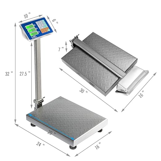 Giantex 660lbs Weight Computing Digital Scale Floor Platform Scale for Weighing Luggage Package Shipping Mailing Postal Scale with Accurate LB/KG Price Calculator, High-Definition Display (Silver)