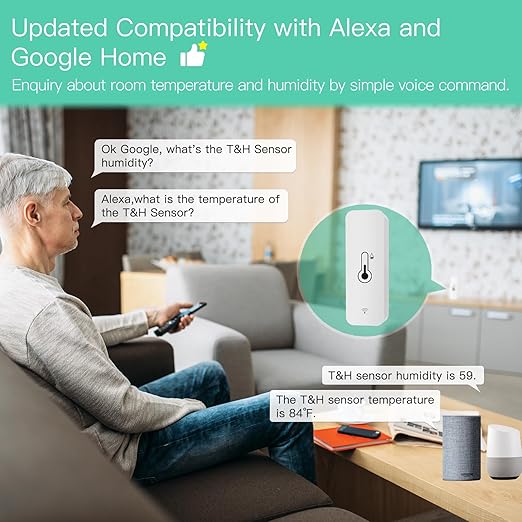 MOES WiFi Humidity Temperature Monitor Smart Hygrometer Thermometer for Remote Monitor and Alert, High Precision Indoor Thermometer with Tuya App, Compatible with Alexa & Google Assistant, 3 Pack