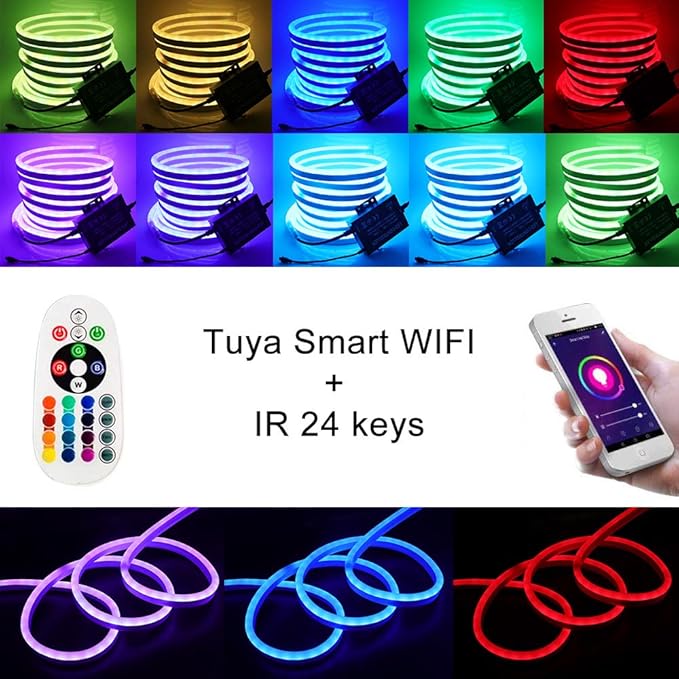 LED Controller, 1500W High-Voltage WiFi Color Changing RGB Controller with IR Remote and Music Time APP Control System for 328Ft/100m AC110-130V LED Tape Rope Strip Lights