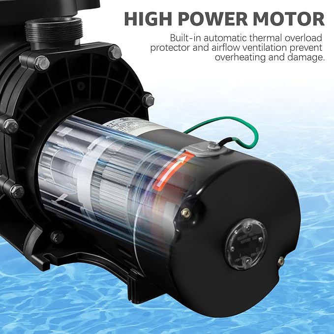1.5 HP Swimming Pool Pump for Inground and Above Ground Pools, 110V/220V Dual Voltage Self Priming Pump, 1100W 60HZ High Flow Motor with Strainer Filter Basket & Drain Plug, Silent Operation