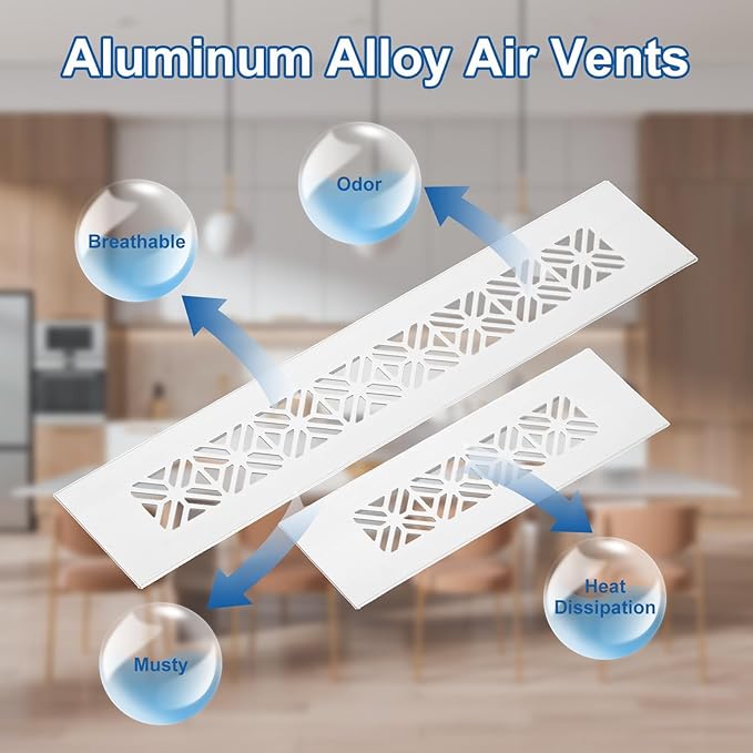 uxcell 2Pcs Aluminum Alloy Air Vents, 150 x 50mm / 5.9 x 2" Rectangle Louvered Ventilation Grille Cover with Mounting Screws for Door Cabinet Wardrobe, Silver