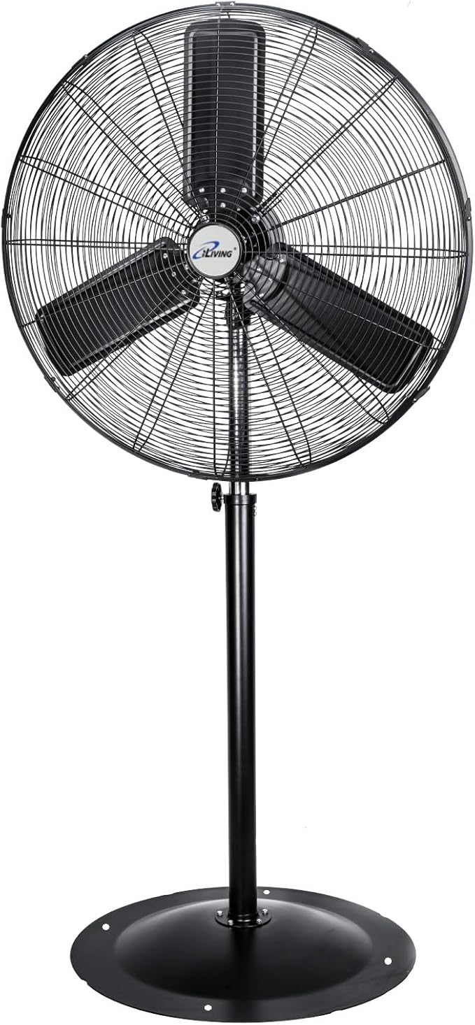 iLiving 30" Commercial Pedestal Oscillating Fan - Shop, Garage, Warehouse - 120V 1.8A 8400 CFM