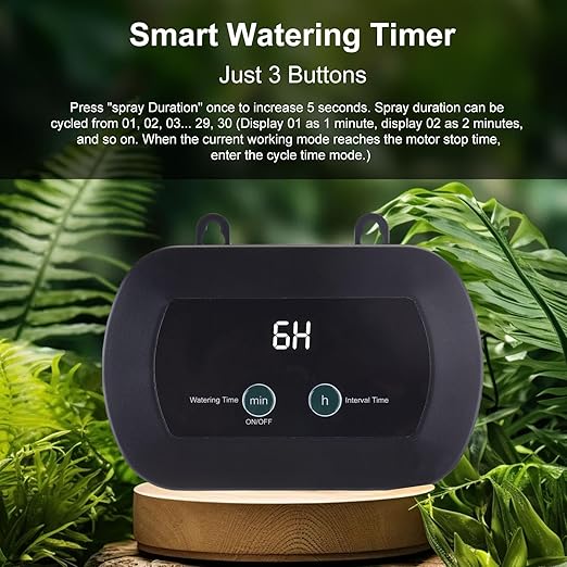 Automatic Watering System with Timer and 360° Adjustable Nozzles, Smart Irrigation Kit for Reptile Terrariums and Indoor Plants, USB Rechargeable Misting Device