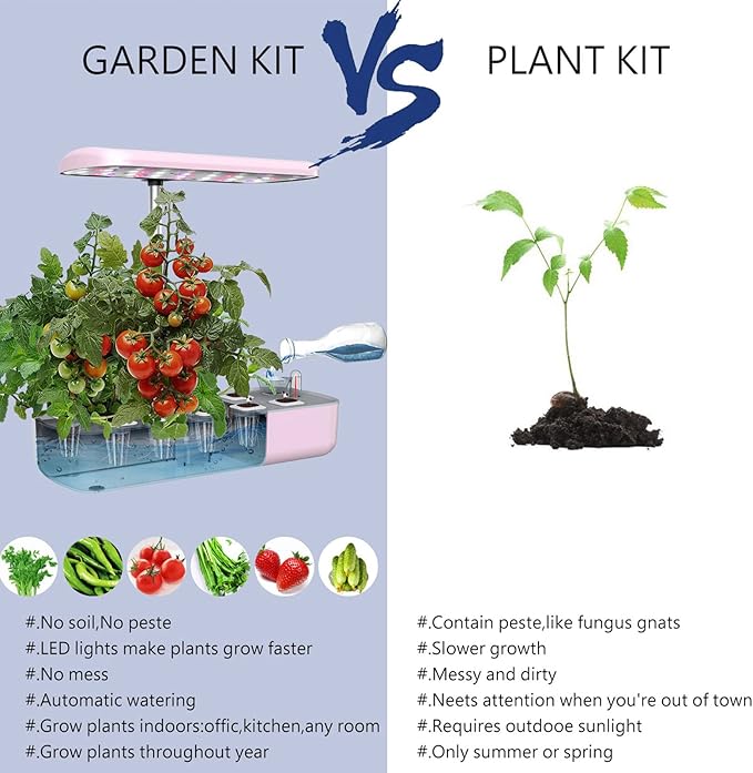 10 Pods Hydroponics Growing System Indoor Garden with LED Grow Light Smart Herb Garden Kit Automatic Timer Plants Germination Kit Height Up to 12.6"