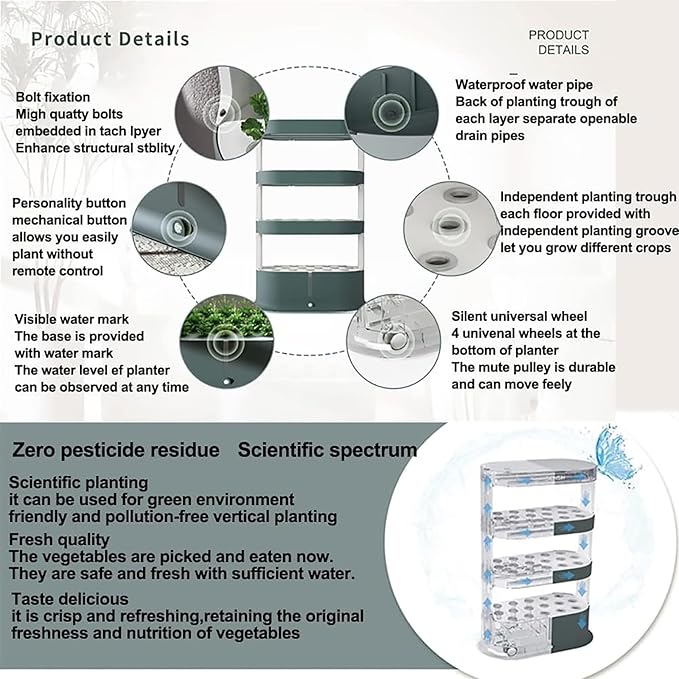 Garden Hydroponic Growing System 48 Pods Hydroponics Tower, Plant Germination Kit Aeroponics Growing Kit with LED Grow Light & Automatic Watering, Smart Garden Planter Aquaponics P