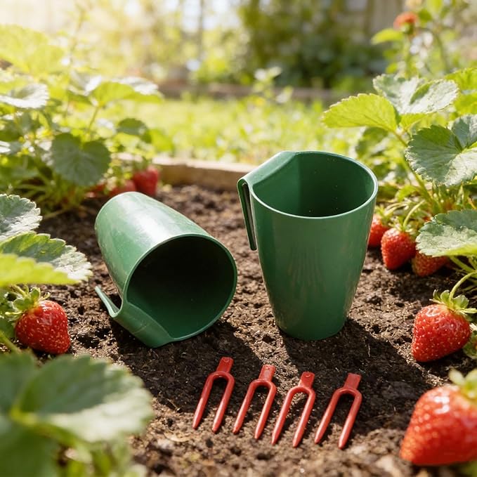 Strawberry Rooting Kit, Plant Propagation Cups with Forks for Efficient Transplanting and Space Saving Indoor Outdoor Garden Greenhouse Use(Small)