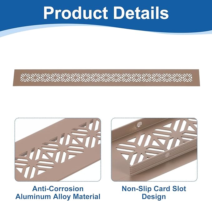 uxcell 2Pcs Aluminum Alloy Air Vents, 500 x 50mm / 19.7 x 2" Rectangle Louvered Ventilation Grille Cover with Mounting Screws for Door Cabinet Wardrobe, Brown