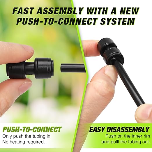 Bonviee 1/4 Inch Push-to-Connect Straight Connectors, 24 Pack – Drip Irrigation Fittings for Garden, Greenhouse, Lawn