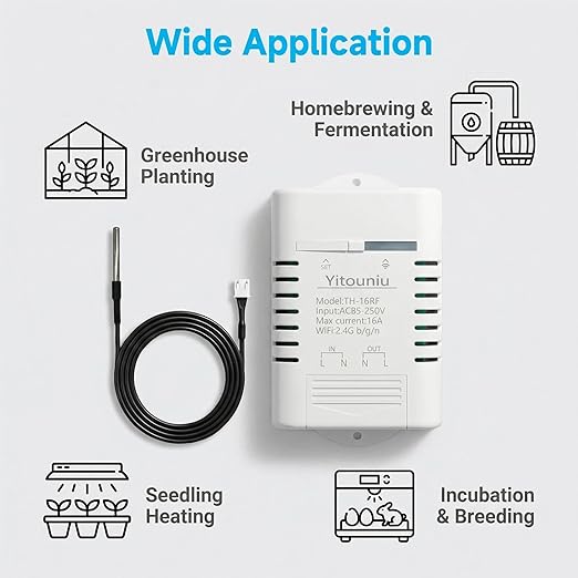 EWeLink Wireless Remote TH16 Switch WiFi Smart 16A Temperature Controller Sensor Module,with Energy Consumption Monitoring, Compatible with Alexa Google Home