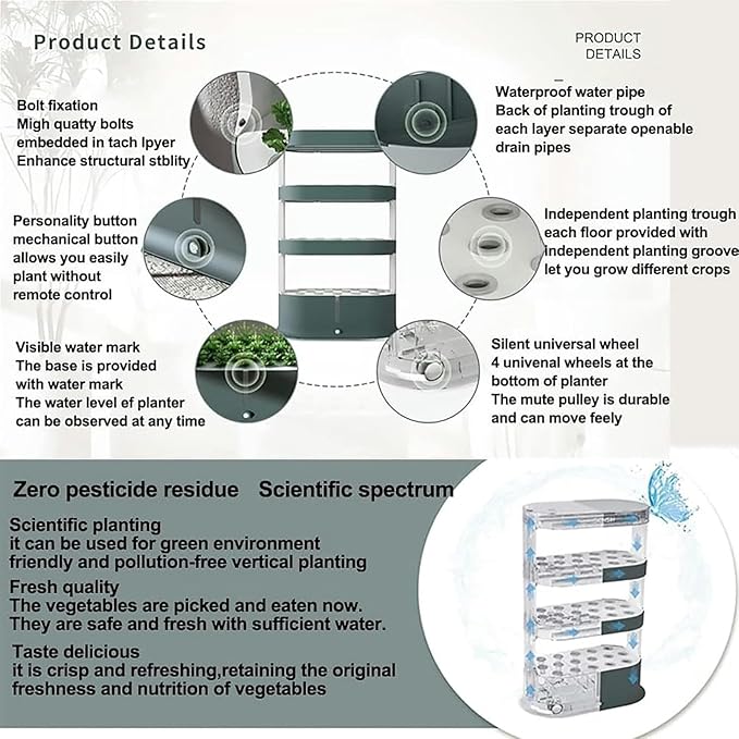 Garden Hydroponic Growing System 48 Pods Hydroponics Tower, Plant Germination Kit Aeroponics Growing Kit with Grow Light & Automatic Watering, Smart Garden Planter Aquaponics Planting System~/