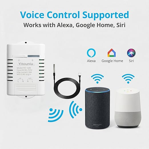 EWeLink Wireless Remote TH16 Switch WiFi Smart 16A Temperature Controller Sensor Module,with Energy Consumption Monitoring, Compatible with Alexa Google Home