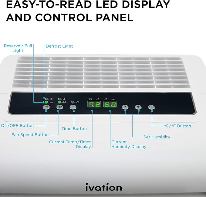 Ivation 4,500 Sq Ft Dehumidifier with Pump, Large Capacity Compressor Includes Programmable Humidity, Hose Connector, Auto Shutoff and Restart and Washable Filter (4,500 Sq Ft W/Pump)