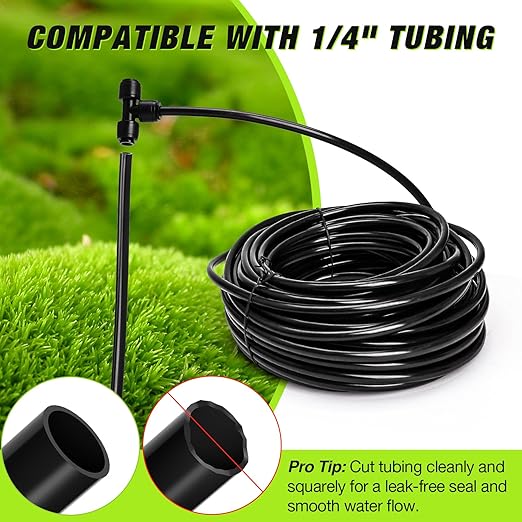 Bonviee 1/4 Inch Push-to-Connect Tee Connectors, 24 Pack Drip Irrigation Fittings for Drip Irrigation System, Durable & Easy to Install for Lawn, Raised Bed Gardens, Greenhouse