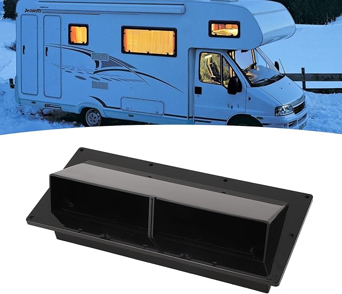 Tyenaza RV Exhaust Ventilation Cover, RV Range Hood Vent Cover Automatic Wind Proof Damper with Locking Flap for RV Home Camper Black