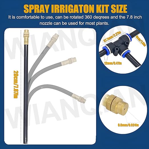 Automatic Drip Irrigation System, Nozzle Drip Irrigation Garden Watering, Greenhouse Drip Irrigation Kit, 360° Adjustable Misting Nozzle, Smart Timer 1Sec - 300 Min, Easy Installation 40m