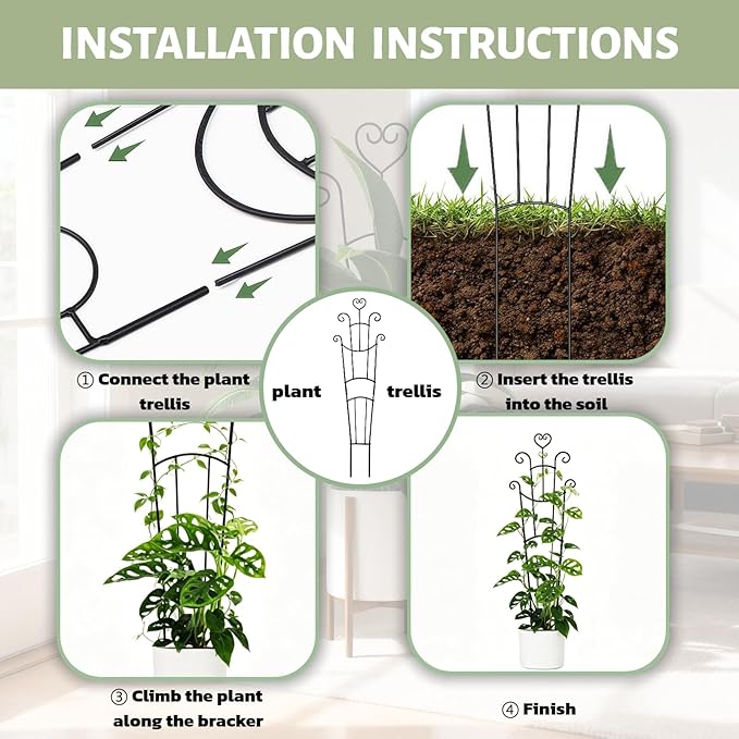 Plant Trellis for Climbing Plants Indoor 2Pcs Small Garden Trellis for Potted Plants Sturdy Metal Houseplant Support 33in Taller Plant Trellis for Monstera pothos lvy Vine
