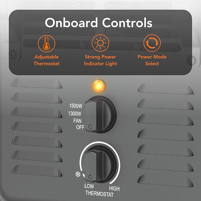 Comfort Zone Electric Portable Milkhouse Style Utility Space Heater with Adjustable Thermostat, Overheat Protection, and Safety Tip-Over Switch, Ideal for Garage or Greenhouse, 1,500W, CZ798BK