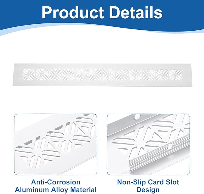 uxcell 2Pcs Aluminum Alloy Air Vents, 350 x 50mm / 13.8 x 2" Rectangle Louvered Ventilation Grille Cover with Mounting Screws for Door Cabinet Wardrobe, Silver