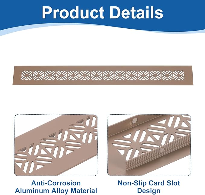 uxcell 2Pcs Aluminum Alloy Air Vents, 400 x 50mm / 15.7 x 2" Rectangle Louvered Ventilation Grille Cover with Mounting Screws for Door Cabinet Wardrobe, Brown
