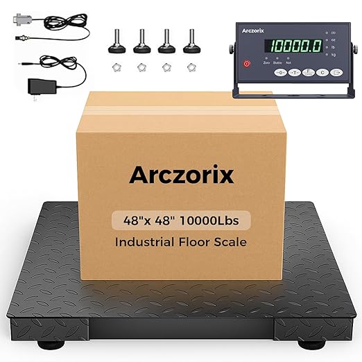 48"x 48" 10000Lbs Arczorix Industrial Floor Scale, Precision Pallet Scale with Digital Indicator, Heavy Duty Weighing Scale for Floor Bench Office Weight Weighing
