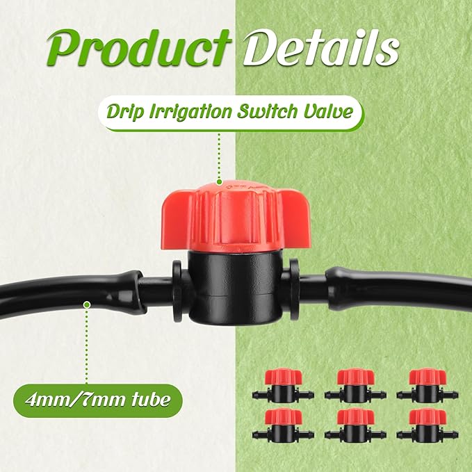 50 Pcs 1/4 Inch Barbed Shut off Valve Drip Irrigation Tubing Coupling Valve Universal Drip Irrigation for 1/4" Tubing Greenhouses Flowers Beds Lawns Farmland(Orange,Barbed Shut off Valve)