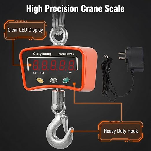 Digital Hanging Scale Industrial Crane Scale with Precision Sensor Suitable for Farm Weighing (500kg/1100lb)