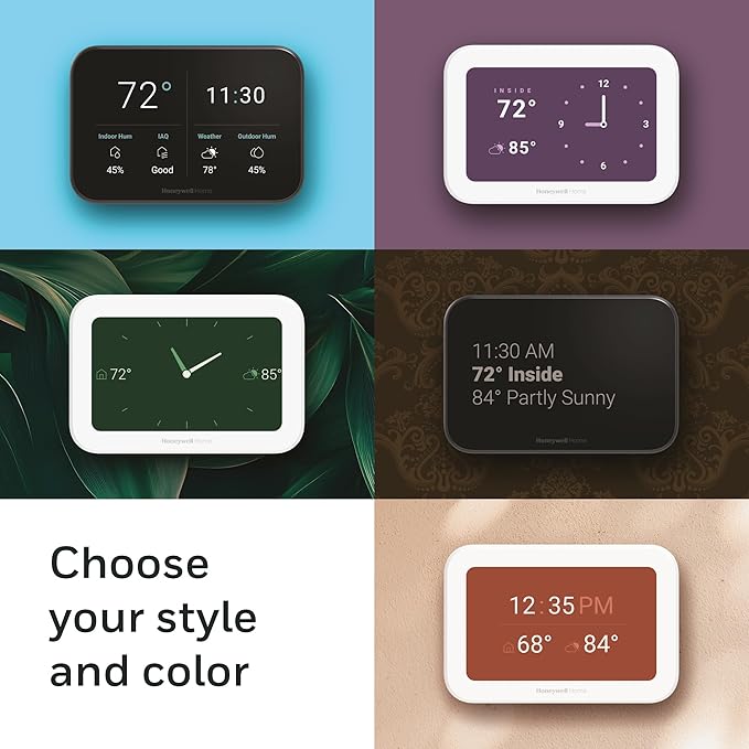 Honeywell Home X8S Smart Thermostat with Room Sensor, Video Doorbell Compatibility, IAQ Control, and Customizable Touchscreen Display, Black