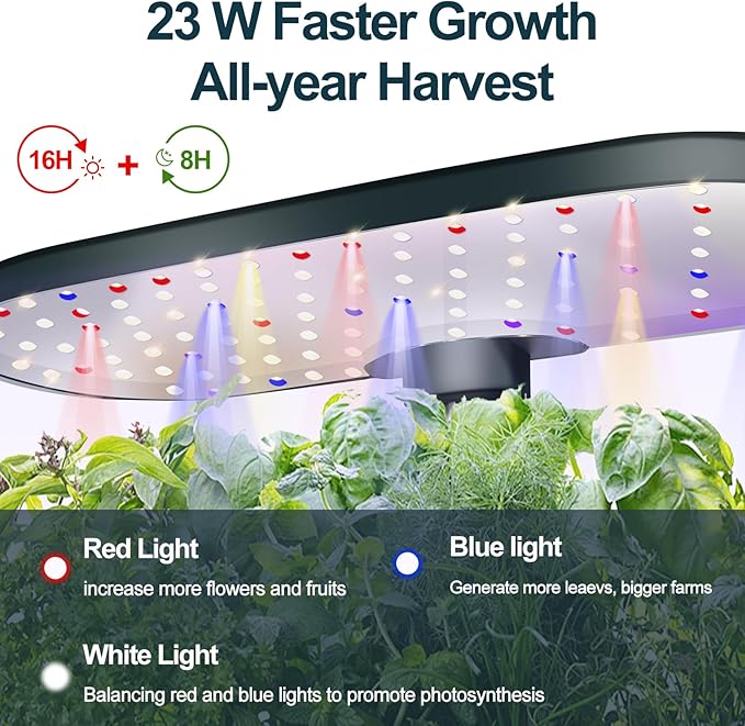 Indoor Garden Hydroponics Growing System12 Pods Plant Germination Kit Aeroponic Herb Vegetable Growth Lamp Countertop with LED Grow Light Smart Water Pump Automatic Timer (Blackish-Green)
