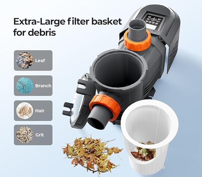 1.8 HP Variable Speed Pool Pumps, Self-Primming Above/Inground Pool Pump 9114 GPH with Timer 220-240V