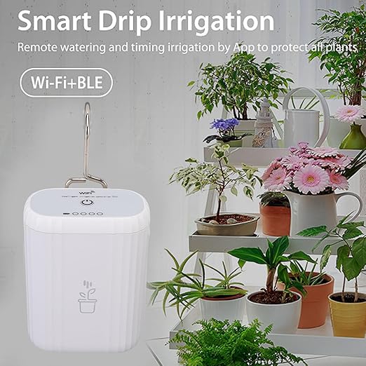 Naroote Smart Plant Watering Timer Automatic Plant Waterer WiFi APP Control Self Watering System with Adjustable Drip Heads for Indoor Outdoor Garden Lawn