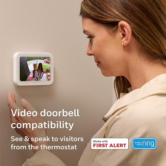 New Honeywell Home X8S Smart Thermostat with Video Doorbell Compatibility, IAQ Control, and Customizable Touchscreen Display, White