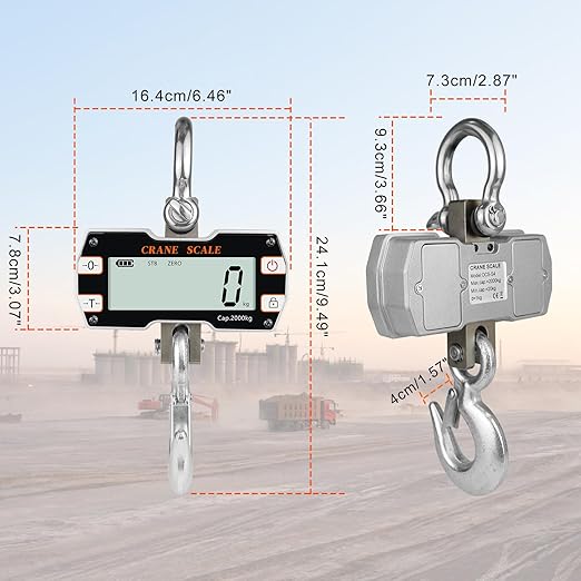 Hyindoor 2000kg 4400lb Crane Scale, 2 Ton Digital Hanging Scale with Remote, Industrial Heavy Duty Electronic Crane Scale