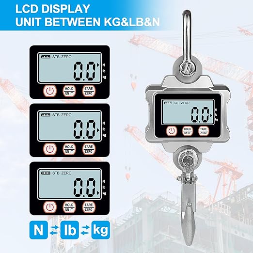 Hyindoor Digital Crane Scale 1000kg/2200lb Digtal Hanging Scale Heavy Duty Industrial Crane Scale for Farm, Factory, Construction, Hunting