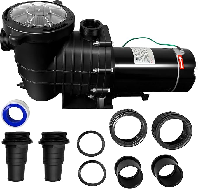 1.5 HP Swimming Pool Pump for Inground and Above Ground Pools, 110V/220V Dual Voltage Self Priming Pump, 1100W 60HZ High Flow Motor with Strainer Filter Basket & Drain Plug, Silent Operation