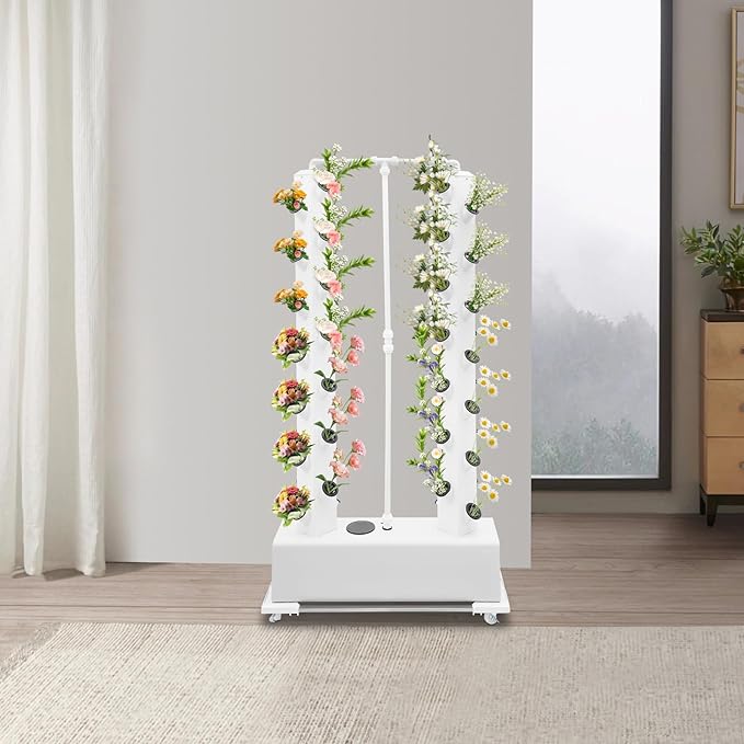 Hydroponic Growing System Kit, 56-Plant Hydroponic Outdoor Indoor Vertical Garden Smart Garden Kit,30-Liter Large Water Tank,Can Grow Flowers, Vegetables, Potatoes and Strawberries