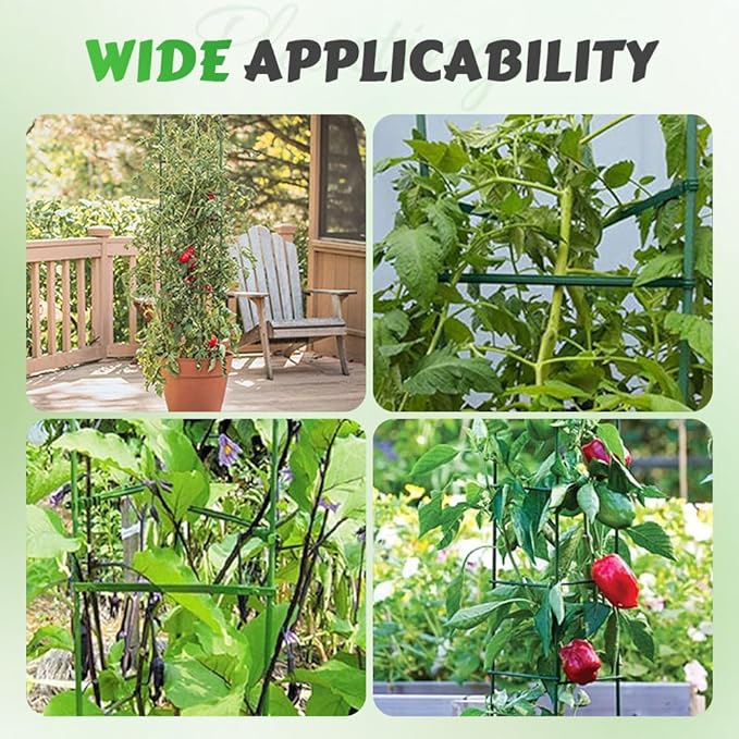 Adjustable Modular Plant Support Frame, 2026 New Garden Raised Bed Planter Heavy Duty Steel Tomato Trellis Kit, Upgrade Plant Support Tower Stakes Provides Support for Climbing Plants (1, Green)